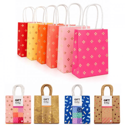 Party Gift Bags, Paper, 15 cm, 6-Pack, 4 Assorted Colors