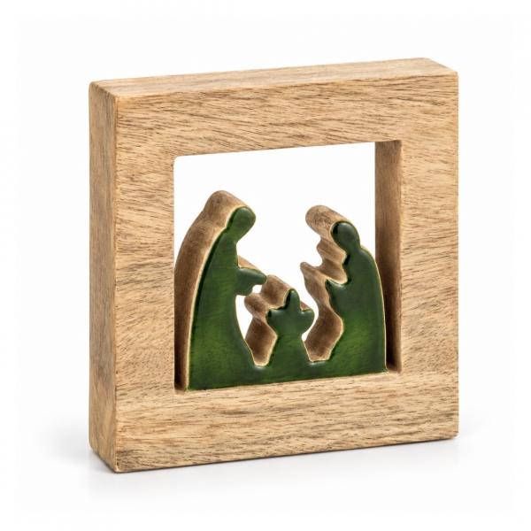 J-Line Krippe aus Holz, grün, 16 cm