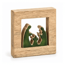 J-Line Krippe aus Holz, grün, 16 cm