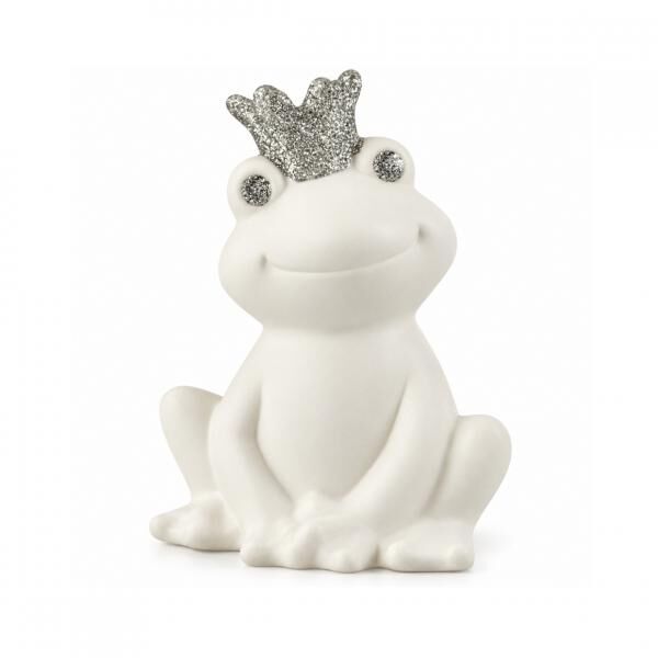 J-Line Frosch weiß/silberfarben 10,5 cm