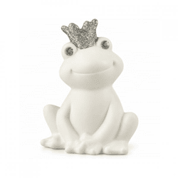 J-Line Frosch weiß/silberfarben 10,5 cm