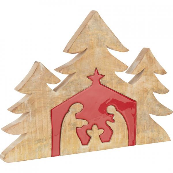J-Line-Krippe aus Mangoholz, 55 cm