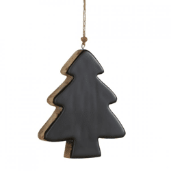 J-Line Weihnachtsbaum-Anhänger aus Mangoholz, schwarz, 16 cm