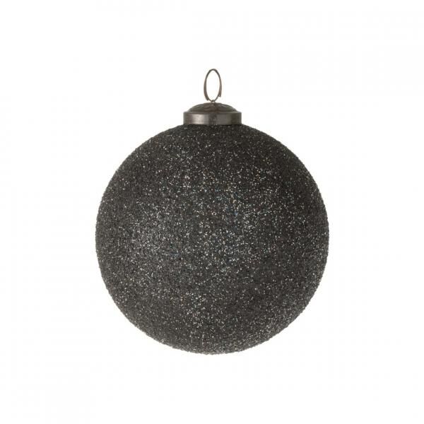 J-Line Weihnachtskugel, Glitzer, Glas, Anthrazit, 10 cm