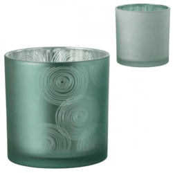 J-Line Windlicht „Spiralen“, blau, 15 cm, 2er-Set, sortiert