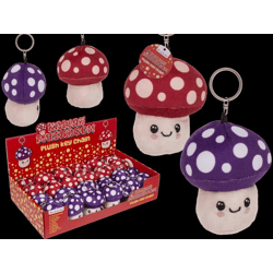 Kawaii-Pilz - Plüsch-Schlüsselanhänger 24 Stück im Display, sortiert - 9 cm