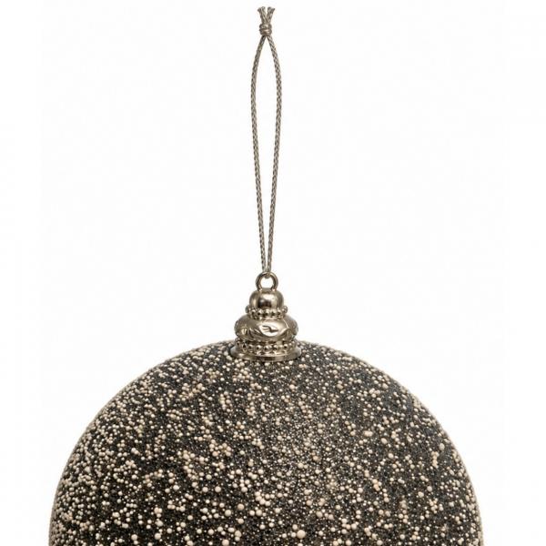 Weihnachtskugel, glitzernd, grau, 18 cm