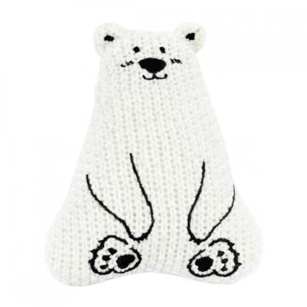 Kuscheltier mit Rassel, Eisbär, weiß, 12 cm