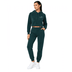 Moderner KangaROOS Damen Crop-Hoodie im sportlichen und lässigen Design mit Kängurutasche Kapuzenpullover Petrol-Grün