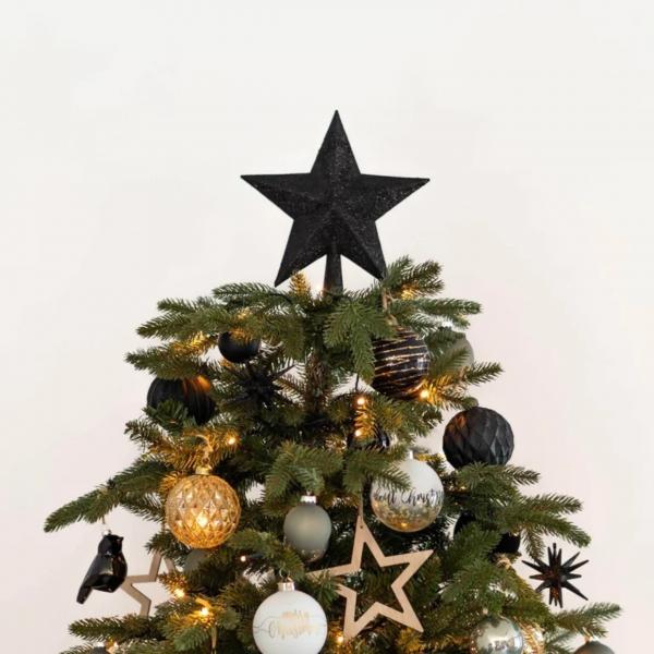 Peak Weihnachtsstern Glitzer schwarz 23 cm