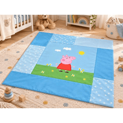 Peppa Pig Krabbeldecke 115 × 115cm gepolsterte Spieldecke für Babys & Kleinkinder aus 100% Polyester von Herding Mehrfarbig