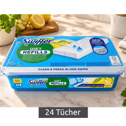 Swiffer MAXI PACK 24 Stück feuchte Bodentücher mit Zitronen-Duft & Tausenden von abdriftmindernden Fasern **B-Ware – geprüft** Wet Ref