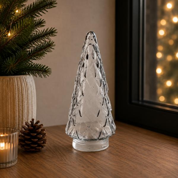 Weihnachtsbaum-Figur aus transparentem Glas, 24 cm