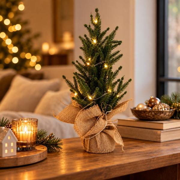 Weihnachtsbaum mit batteriebetriebener LED-Beleuchtung, 43 cm