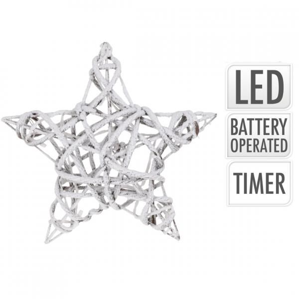 Weihnachtsstern LED auf Batterie Schnee 40 cm