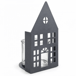 Windlicht House metaal antraciet 30 cm