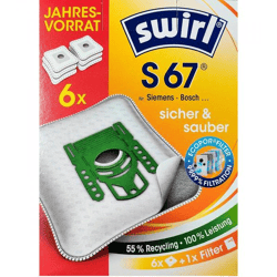 6er-Pack Swirl S67 Staubsaugerbeutel mit EcoPor Filter 6 Staubfilterbeutel + 1 Microfilter Jahresvorrat **B-Ware – geprüft & funktionell