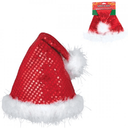 Amscan Weihnachtsmütze mit Pailletten, rot