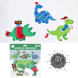 Bastelset DIY Xmas Dinos, 3er Set, 33tlg