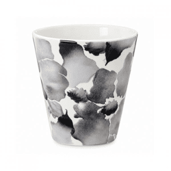 Blumentopf „Flower“, schwarz/weiß, 15 cm