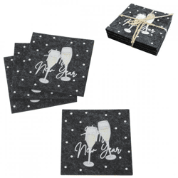 Boltze Untersetzer „Happy New Year“, 10 cm, 4 Stück