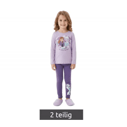 Disney FROZEN Kinder 2-teiliger Pyjama für Mädchen Schlafanzug-Set mit Anna und Elsa Print Baumwolle-Homewear Hose mit Olaf Print Nachtw