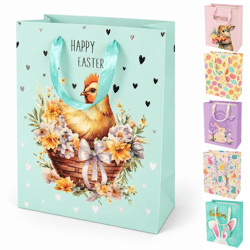 Geschenktüte Ostern 26 cm, 6er-Set, sortiert