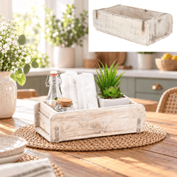 Holzkiste, Ziegelform, Altholz Look, weiß, ca. 30cmL