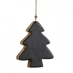 J-Line Weihnachtsbaum-Anhänger aus Mangoholz, schwarz, 16 cm