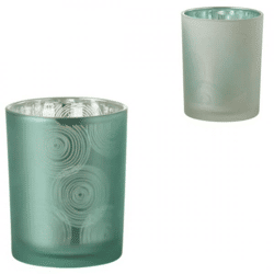 J-Line windlicht Spiralen blauw 12,5 cm 2 assorti