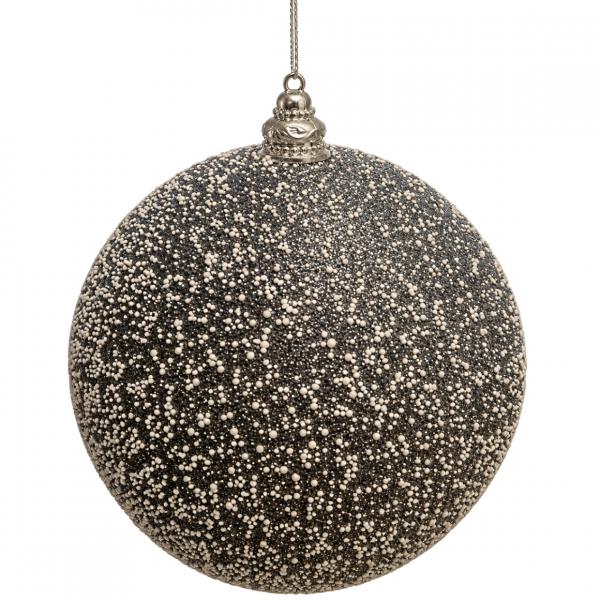 Kerstbal glitters grijs 18 cm