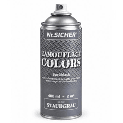 Nr. Sicher CAMOUFLAGE COLORS Sprühlack nicht reflektierend, matt, witterungs- & UV-beständig 400ml für bis zu 2m² **B-Ware – geprüft