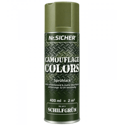 Nr. Sicher CAMOUFLAGE COLORS Sprühlack nicht reflektierend, matt, witterungs- & UV-beständig 400ml für bis zu 2m² **B-Ware – geprüft