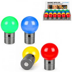 „Out of the Blue“-Magnet mit Party-LED, batteriebetrieben, 7 cm, 4er-Set in verschiedenen Farben