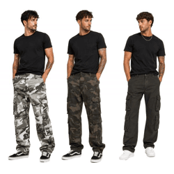 Robuste Build Your Brand Pure Vintage Cargo Hose Freizeithose Arbeits-Hose aus Baumwolle mit 8 Taschen in Grau/Weiß/Anthrazit Camouflage, 