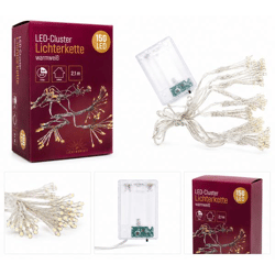 Stimmungsvolle LICHTMOMENTE LED-Cluster Lichterkette 2,1 Meter warmweiß 150 LEDs mit Timerfunktion Innenbeleuchtung 9827130