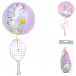 Tennisracket met bal aan elastiek eenhoorn 24 cm 2 assorti