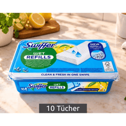 10 Stück Swiffer feuchte Bodentücher mit Zitronen-Duft & Tausenden von abdriftmindernden Fasern **B-Ware – geprüft** Wet Refills in We