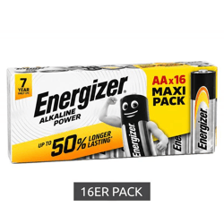 16er Pack Energizer Alkaline Power AA Batterien LR6 – 1,5 V langanhaltende Energie **B-Ware – geprüft** Silber