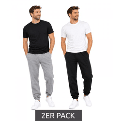 2er Pack FRUIT OF THE LOOM Herren Freizeithose Jogginghose - Seitentaschen, Elastischer Taillenbund mit Kordelzug in Schwarz/Grau