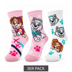 3 pairs of Paw Patrol children's cotton socks – Comfortable socks for girls with 3 different designs – Colorful