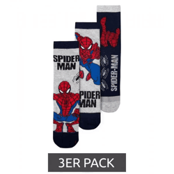 3 pairs of Spider-Man children's cotton socks – Comfortable MARVEL socks featuring 3 different Spider-Man designs – Colorful