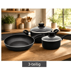 3-teiliges Krüger Koch-Set mit Bratpfanne 24x5cm, Stieltopf mit Deckel 16x7cm und Topf mit Deckel 20x8cm Antihaftbeschichtung **B-Ware –