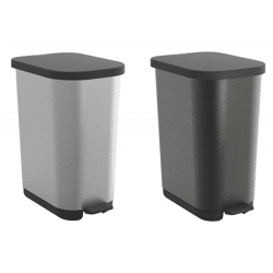 35L Rotho RIBO Treteimer für 25–40L Müllbeutel mit Fußpedal, Soft-Close & verstellbarem Beutelhalter **B-Ware – geprüft** in Hellgr