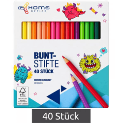 40 Stück Sellner Home Office Buntstifte mit ergonomischen Sechskantform, 40 brilliante Farben **B-Ware – geprüft** in Bunt