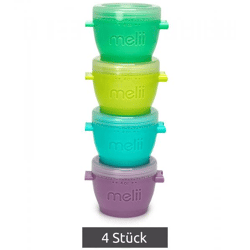 4er-Pack Melii Snap & Go Snackdosen je 118ml, stapelbar & miteinander verbindbar, luftdicht und auslaufsicher **B-Ware – geprüft** Mehrf