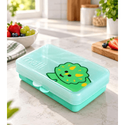 684ml Melii Snackle Mini Dinosaurier Snackbox mit 6 Fächern & herausnehmbarer Trennwand, geeignet für Spülmaschine **B-Ware – geprüft
