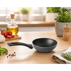 accademia mugnano Mini-Wok-Pfanne Aluminiumguss-Pfanne Bratpfanne Durchmesser 16cm Made in Italy Schwarz
