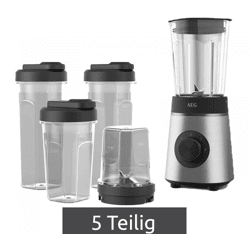 AEG Standmixer mit 3 Flaschen zum Mitnehmen & Zerkleinerer CB4-1-6ST Deli 4 Standmixer Edelstahl (350 Watt, 0.92 l) **B-Ware – geprüft**