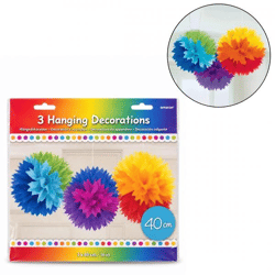 Amscan Partydekoration Pompom Rainbow 40 cm, 3er-Set